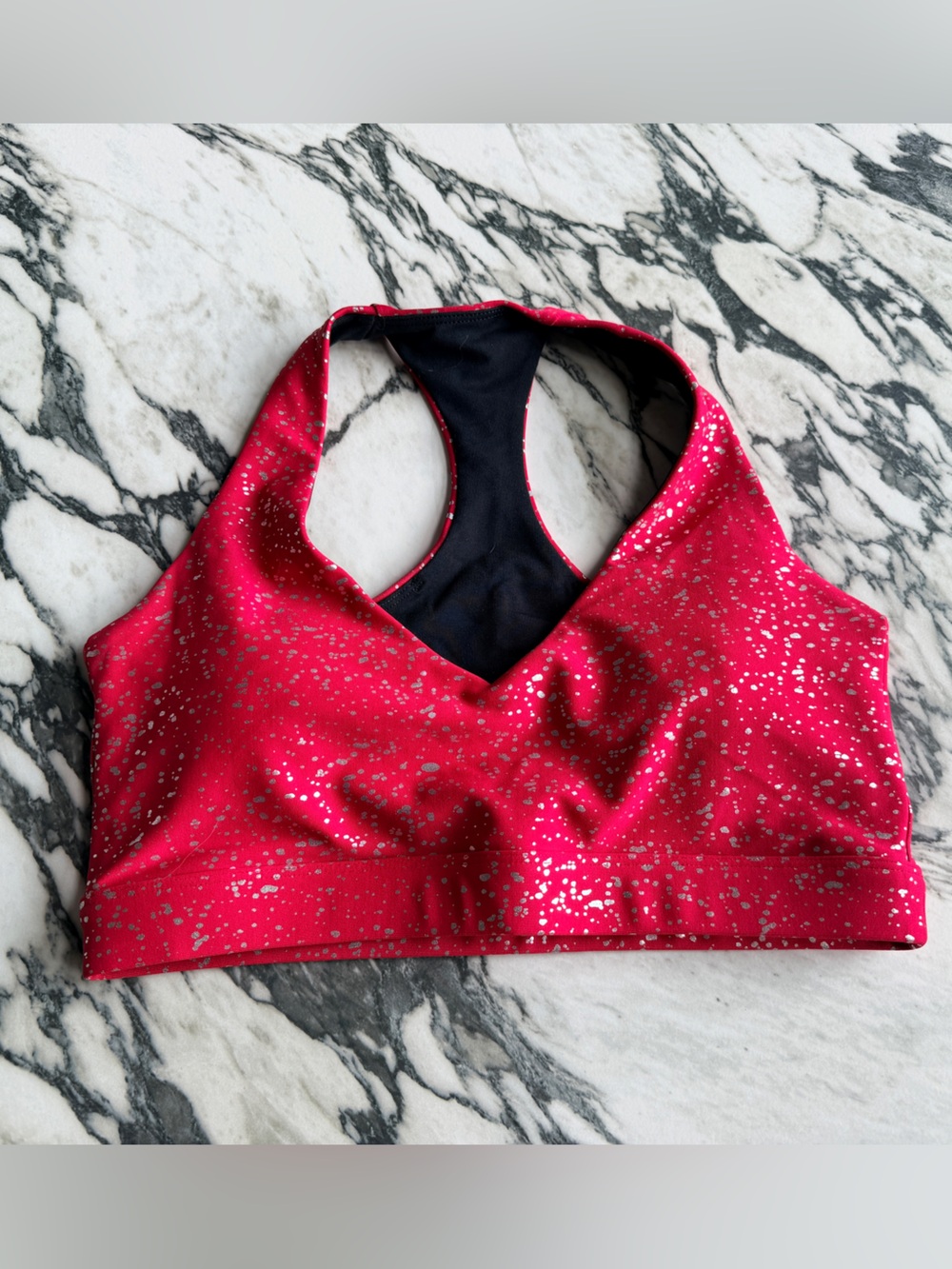 Exotica ExoticAthletica Red Sparkle Performance Deep V Crop Size Small